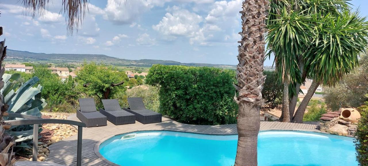 Beautiful Villa With A Stunning View Roujan Exteriör bild